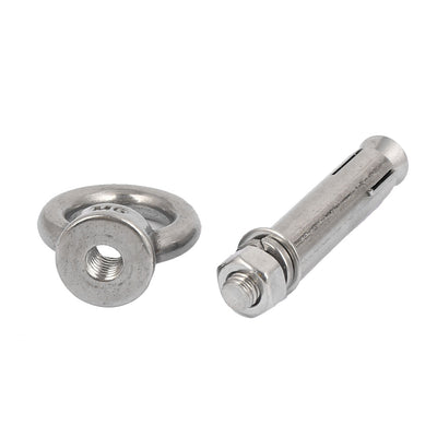 Harfington Uxcell M6x50mm Wall 304 Stainless Steel Expansion Screws Closed Hook Shield Bolts 2pcs