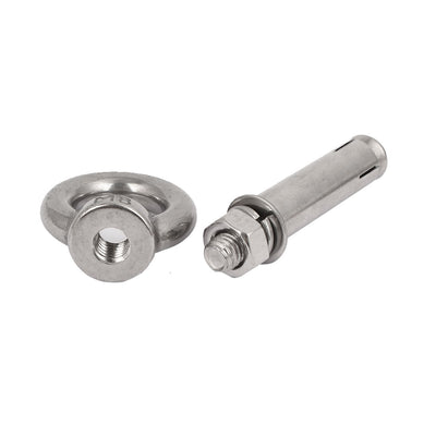 Harfington Uxcell M8x60mm Wall 304 Stainless Steel Expansion Screws Closed Hook Shield Bolts 2pcs