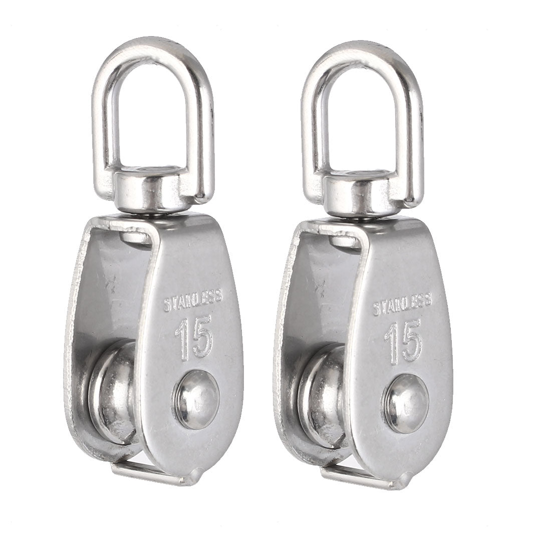 uxcell Uxcell M15 Lifting Crane Swivel Hook Single Pulley Block Hanging Wire Towing Wheel 2pcs
