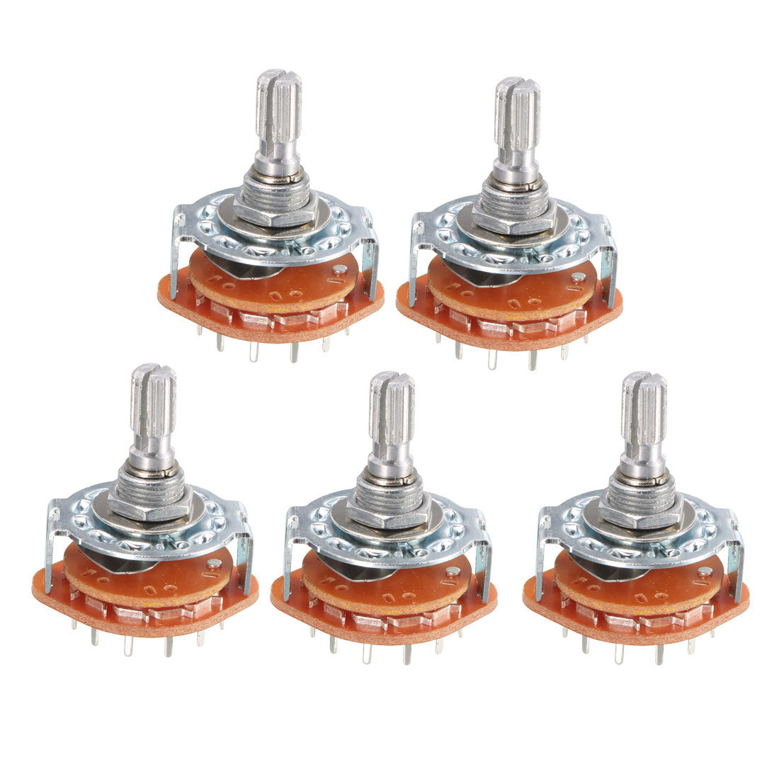 uxcell Uxcell 5Pcs 1 Pole 12 Positions 6mm Knurled Shaft Diameter Band Selector Rotary Switch