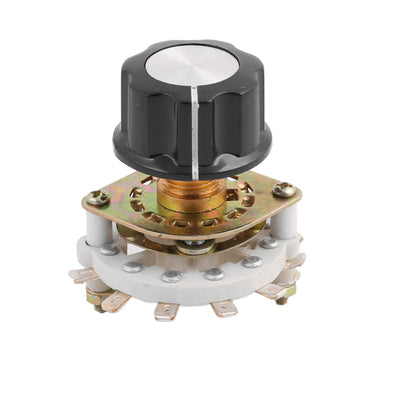 Harfington Uxcell KCZ 1 Pole 9 Position 6mm Dia Shaft Band Channel Rotary Switch Selector w Cap