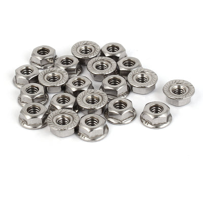 Harfington Uxcell 10#-24 304 Stainless Steel Serrated Flange Hex Machine Screw Lock Nuts 20pcs