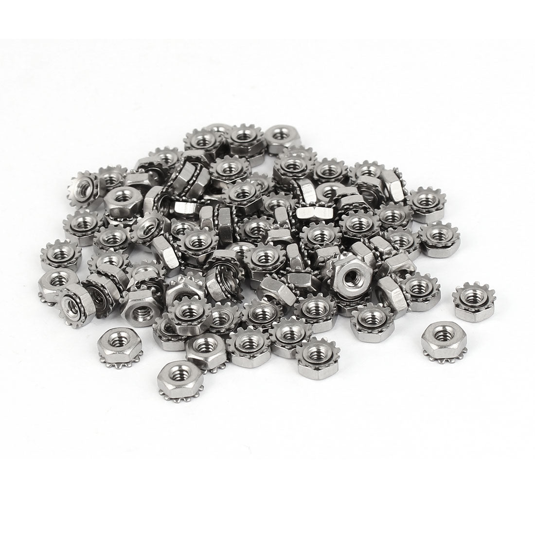 uxcell Uxcell 4#-40 304 Stainless Steel Female Thread Kep Hex Head Lock Nut 100pcs