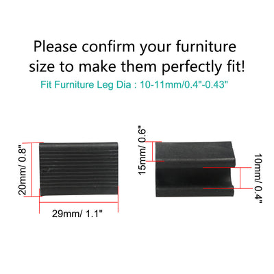 Harfington Uxcell Furniture Feet Plastic Rectangle Shaped Non-Slip Chair Legs Tip Black 12pcs