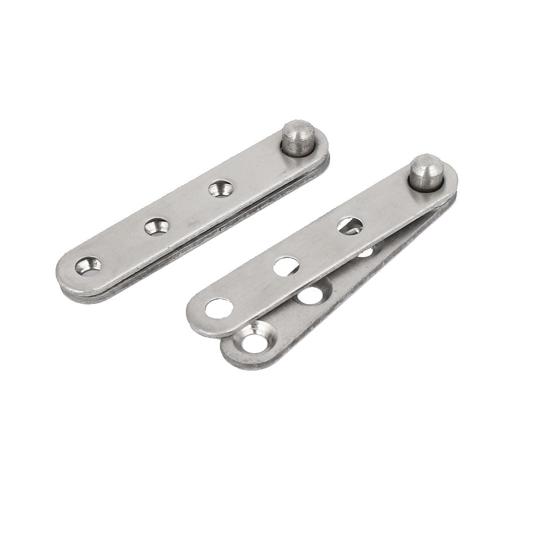 uxcell Uxcell 60mm Length Metal 360 Degree Rotatable Door Pivot Hinges Silver Tone 2 Pcs