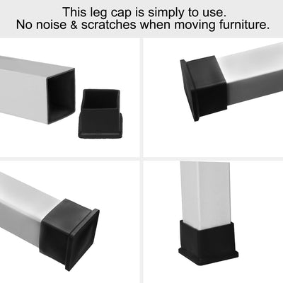 Harfington Uxcell 20mm x 20mm Rubber Square Designed Furniture Foot Leg Cover Caps Black 8pcs