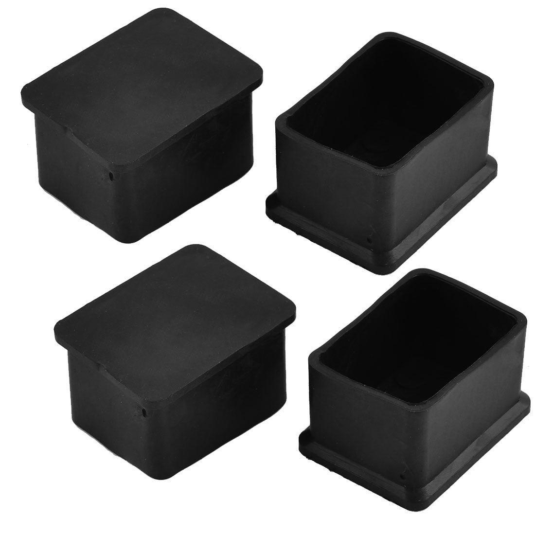 uxcell Uxcell 40mm x 30mm Furniture Table Desk Chair Foot Leg Rubber End Caps Cover Black 4pcs