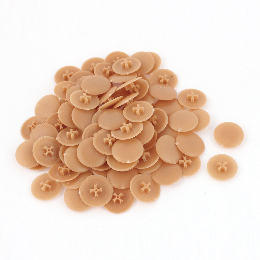 uxcell Uxcell 17mm Dia 4mm Thickness Plastic Round Shape Phillips Screw Cap Cover Tan 100pcs