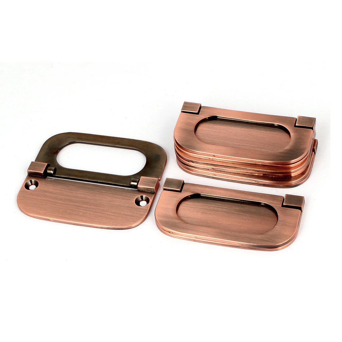 uxcell Uxcell Cupboard Cabinet Drawer Metal Flush Mount Door Pull Handle Ring Copper Tone 5pcs