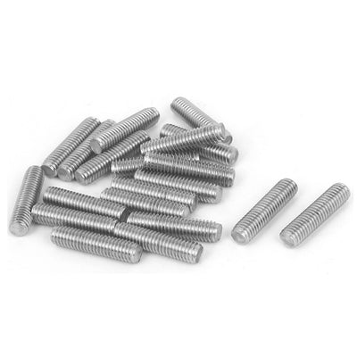 uxcell Uxcell M6 x 25mm Fully Threaded 304 Stainless Steel Rod Bar Studs Silver Tone 20 Pcs