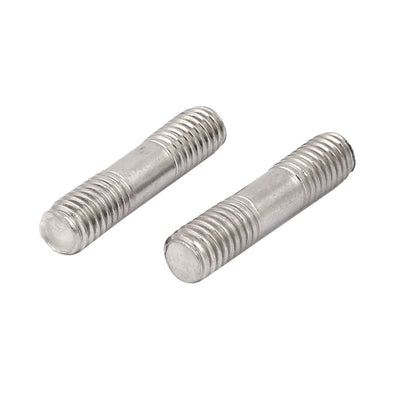 Harfington Uxcell M8x35mm 304 Stainless Steel Double End Thread Stud Teeth Rod Silver Tone 20pcs