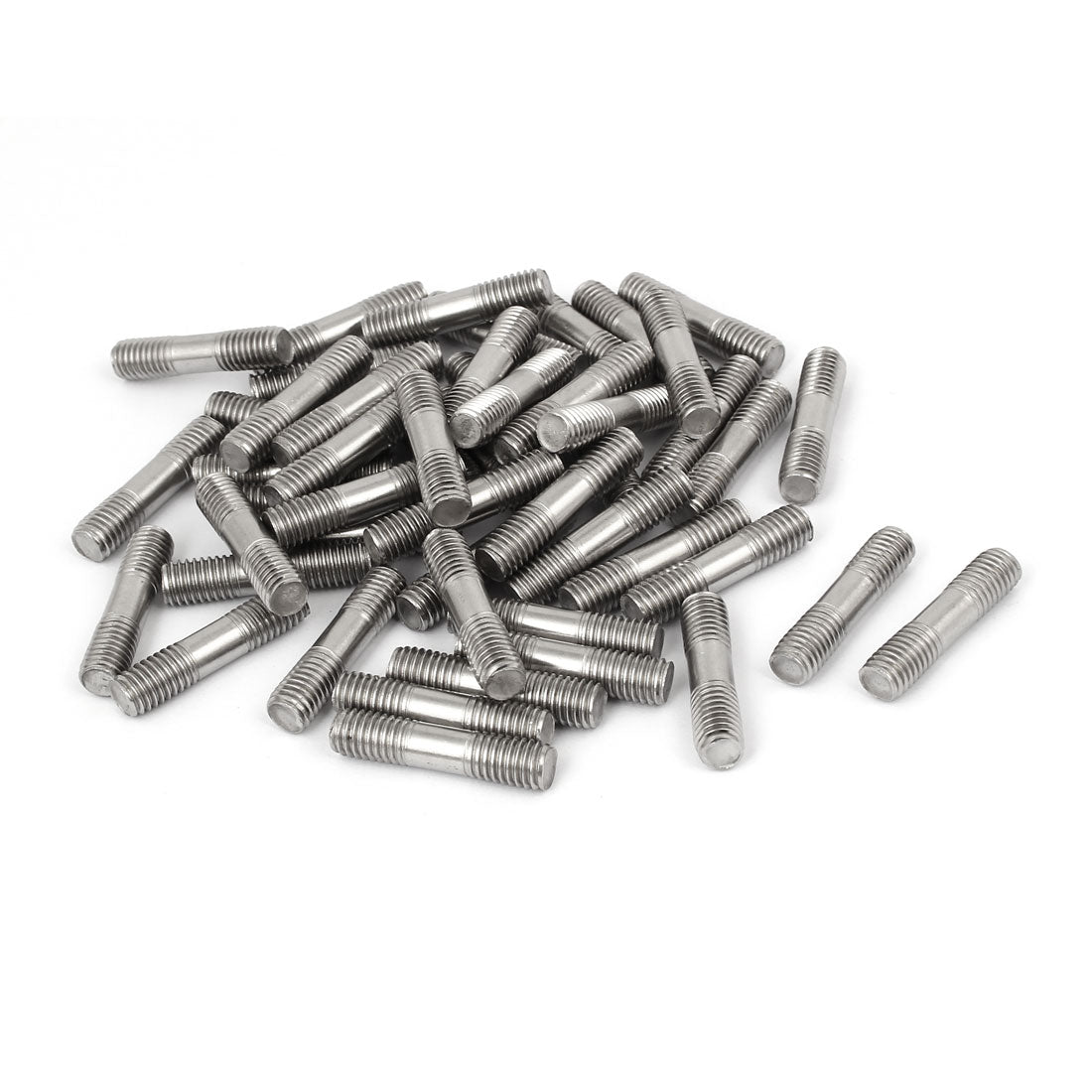 uxcell Uxcell M8x35mm 304 Stainless Steel Double End Thread Stud Teeth Rod Silver Tone 50pcs