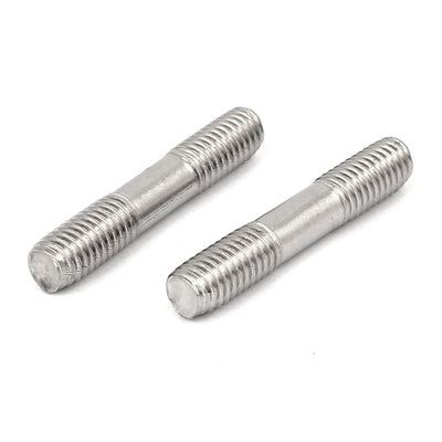 Harfington Uxcell M8x45mm 304 Stainless Steel Double End Thread Stud Teeth Rod Silver Tone 20pcs