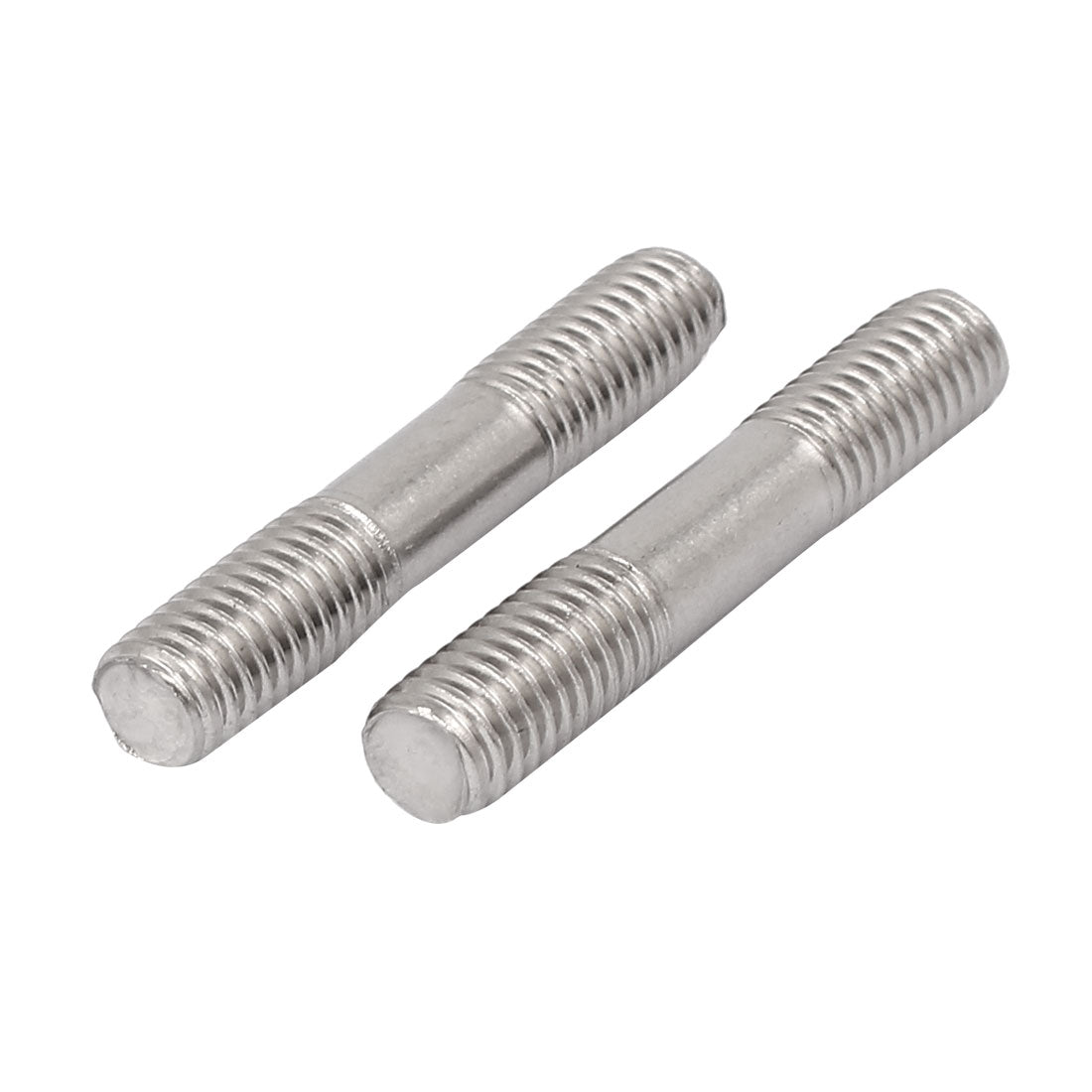uxcell Uxcell M8x45mm 304 Stainless Steel Double End Thread Stud Teeth Rod Silver Tone 50pcs