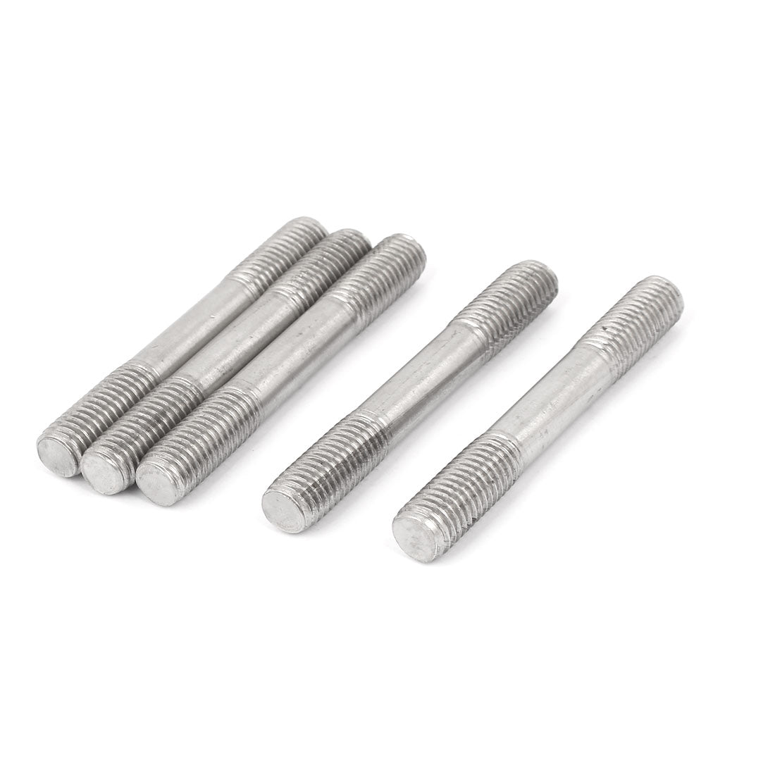 uxcell Uxcell M12 x 90mm 304 Stainless Steel Double End Thread Stud Teeth Rod 5pcs