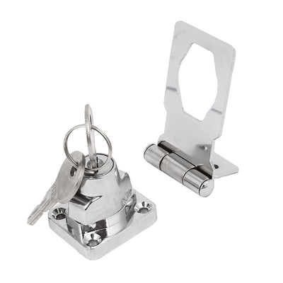 Harfington Uxcell Drawer Case Box Metal Keyed Hasp Lock Latch Silver Tone 64mm Length