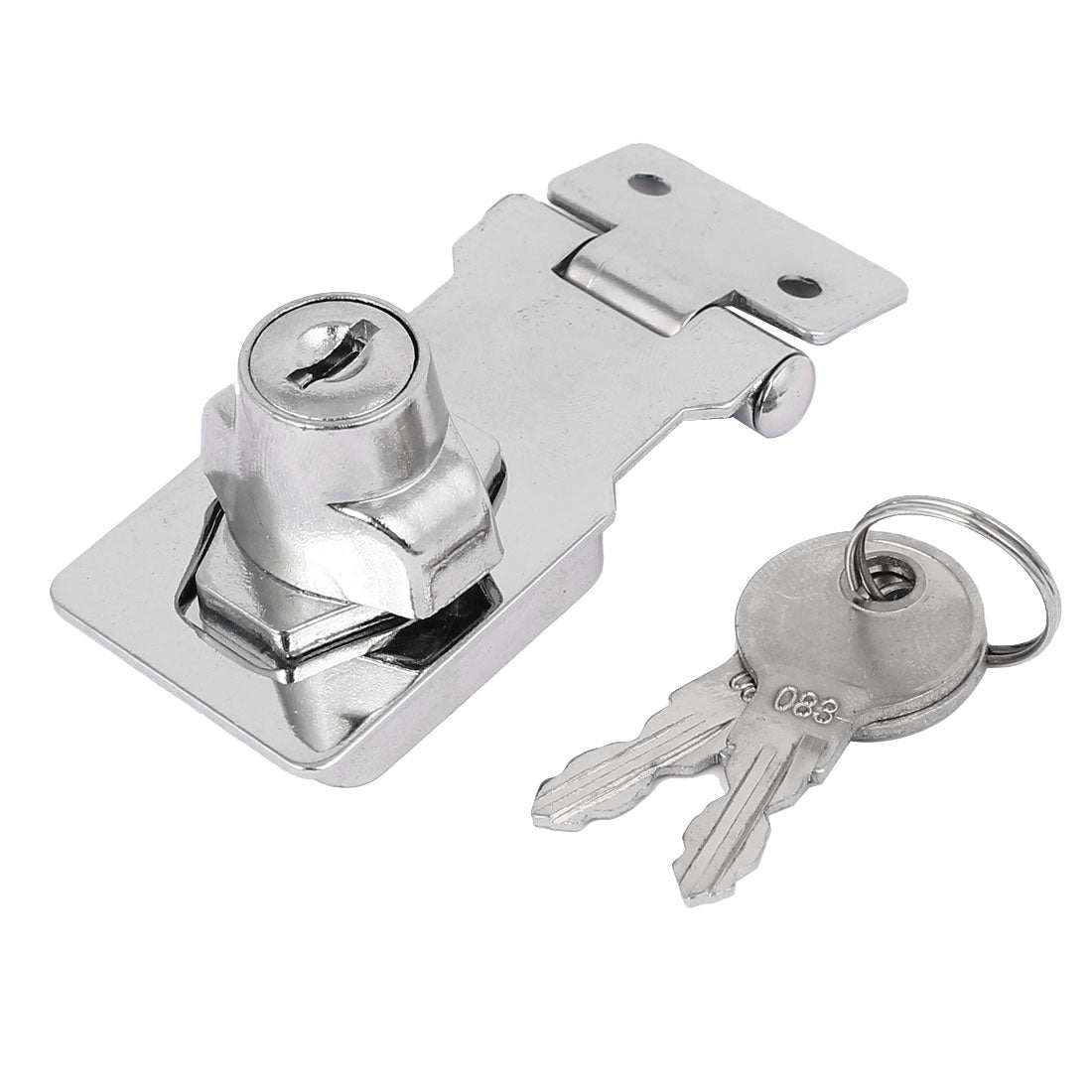 uxcell Uxcell Drawer Case Box Metal Keyed Hasp Lock Latch Silver Tone 64mm Length