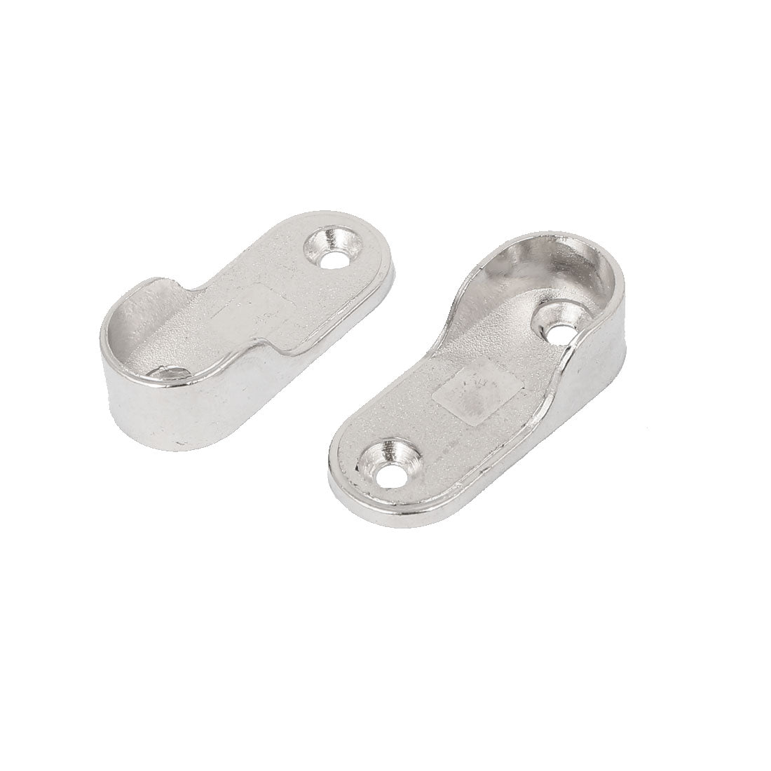 uxcell Uxcell 43x16mm Oval Pipe Wardrobe Rail Support Bracket Flange Holder Silver Tone 2pcs