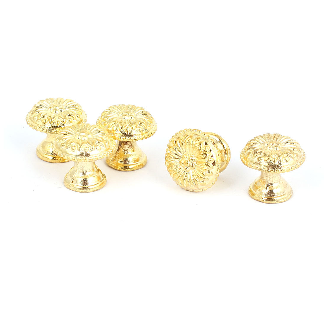 uxcell Uxcell Door Drawer Zinc Alloy Retro Style Round Pull Handle Knob Gold Tone 17x16mm 5pcs
