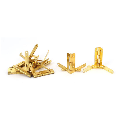 Harfington Uxcell Jewelry Wine Box Wooden Case Iron Foldable Quadrant Hinge Gold Tone 43x40x4mm 10pcs