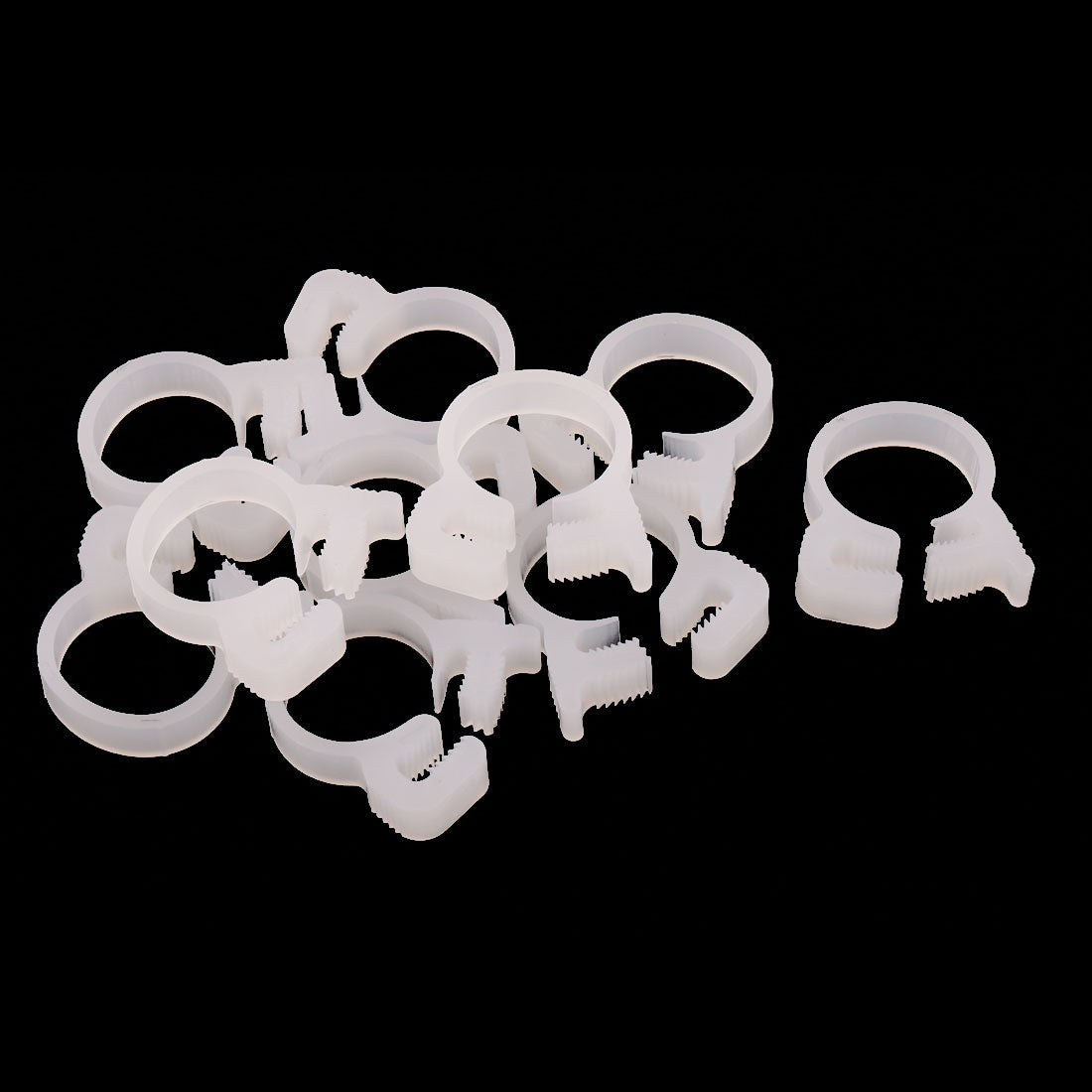 uxcell Uxcell 10 Pcs 12.3-14mm Range Plastic Adjustable Band Hose Pipe Fastener Clamp