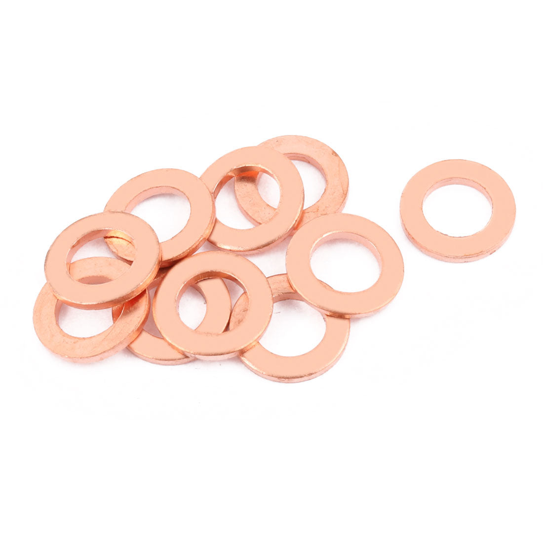 uxcell Uxcell 10pcs 18mm x 10mm x 2mm Flat Ring Copper Crush Washer Sealing Gasket Fastener