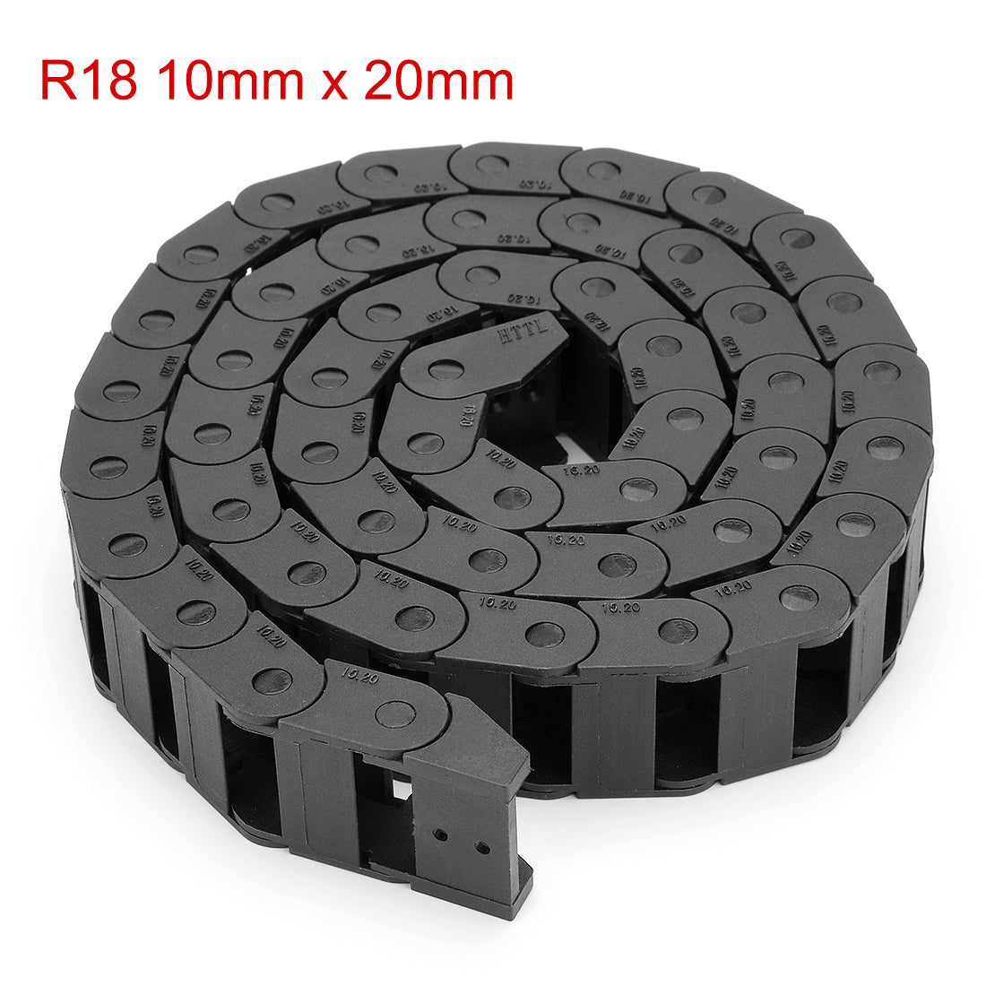 uxcell Uxcell R18 10mm x 20mm Black Plastic Cable Wire Carrier Drag Chain 1M Length for CNC