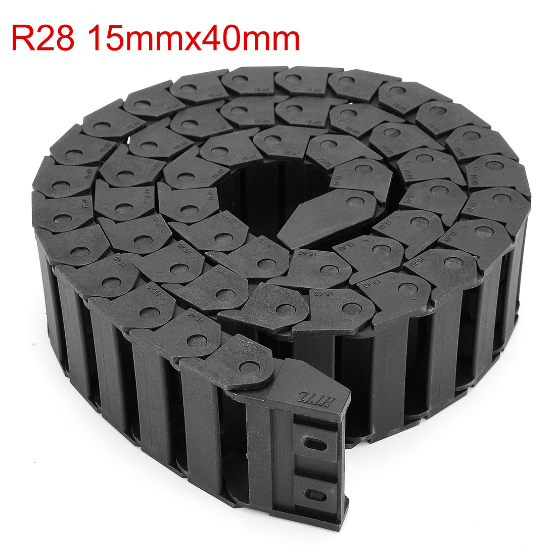 uxcell Uxcell R28 15mm x 40mm(InnerH*InnerW) Black Plastic Wire Carrier Cable Drag Chain 1M Length for CNC