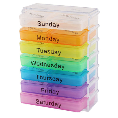 Harfington Uxcell Household Travel Detachable Medication Reminder Daily Am PM Weekly Pill Box Case