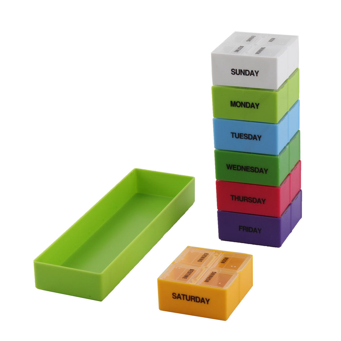 uxcell Uxcell Travel Plastic 28 Compartments Portable Medication Reminder Daily Weekly Pill Box Case