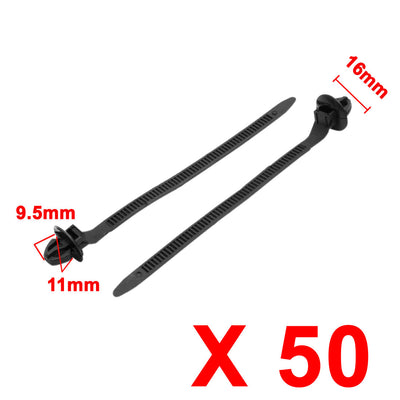Harfington Uxcell 50 Pcs Black 11mm Hole Cable Car Boat Trailer Zip Ties Wrap Push Rivets Clips Wiring