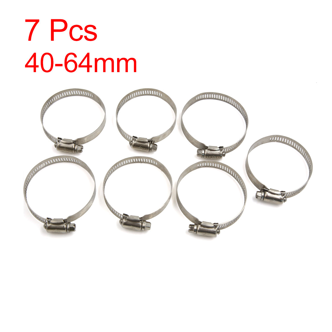uxcell Uxcell 7Pcs Metal Adjustable Hose Clip Clamps Pipe Tube Tight Click 40-64mm for Car