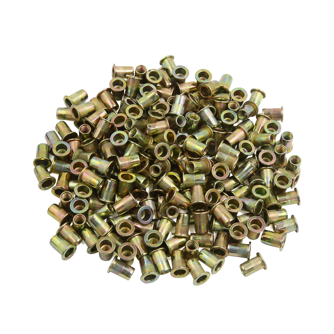 Uxcell Uxcell 200 Pcs Car 1/4-20 Bronze Tone Zinc Plated Stainless Steel Thread Rivet Nut Insert Nutserts