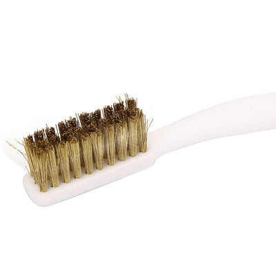 Harfington Uxcell 35mm x 9mm Brass Bristle Plastic Handle Wire Scratch Brush for Scraper Cleaner