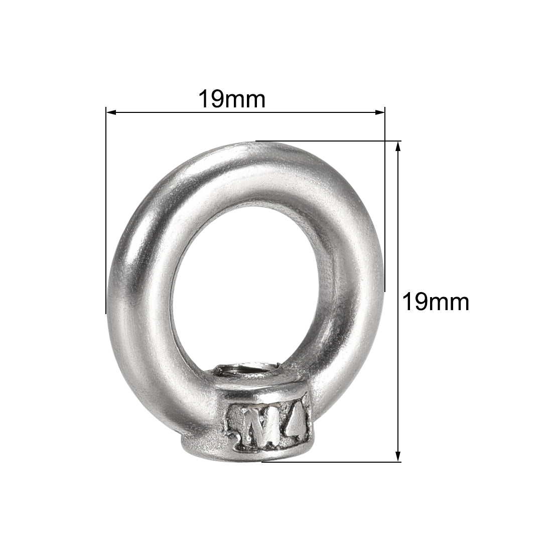 uxcell Uxcell M4 Thread Dia 304 Stainless Steel Ring Shape Eyed Bolt Lifting Eye Nut 5PCS