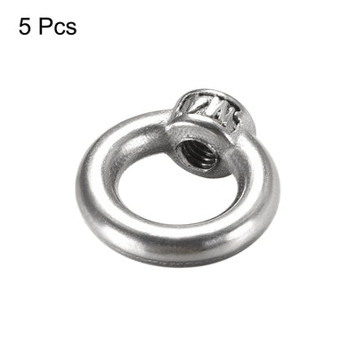 Harfington Uxcell M4 Thread Dia 304 Stainless Steel Ring Shape Eyed Bolt Lifting Eye Nut 5PCS