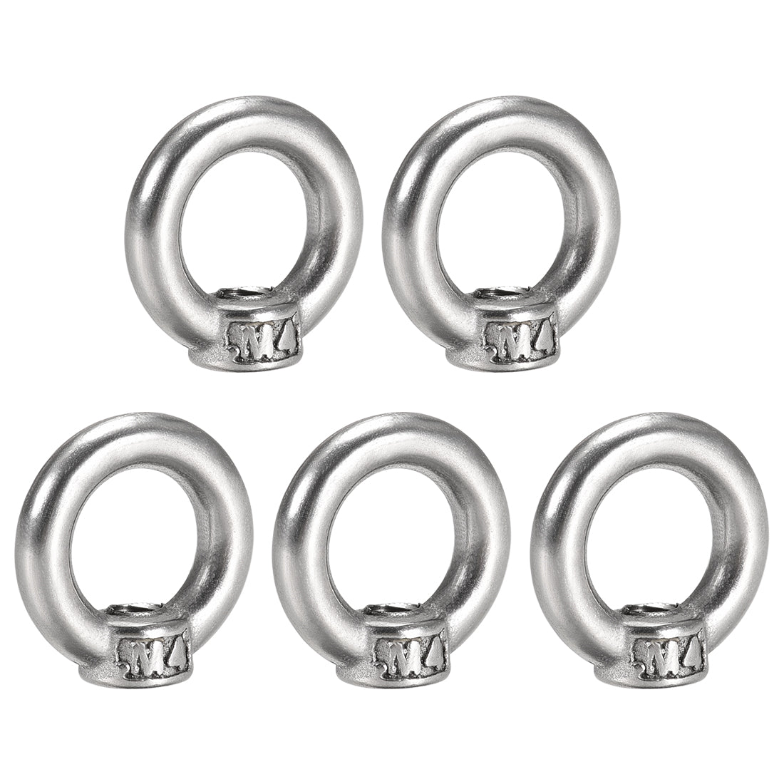 uxcell Uxcell M4 Thread Dia 304 Stainless Steel Ring Shape Eyed Bolt Lifting Eye Nut 5PCS