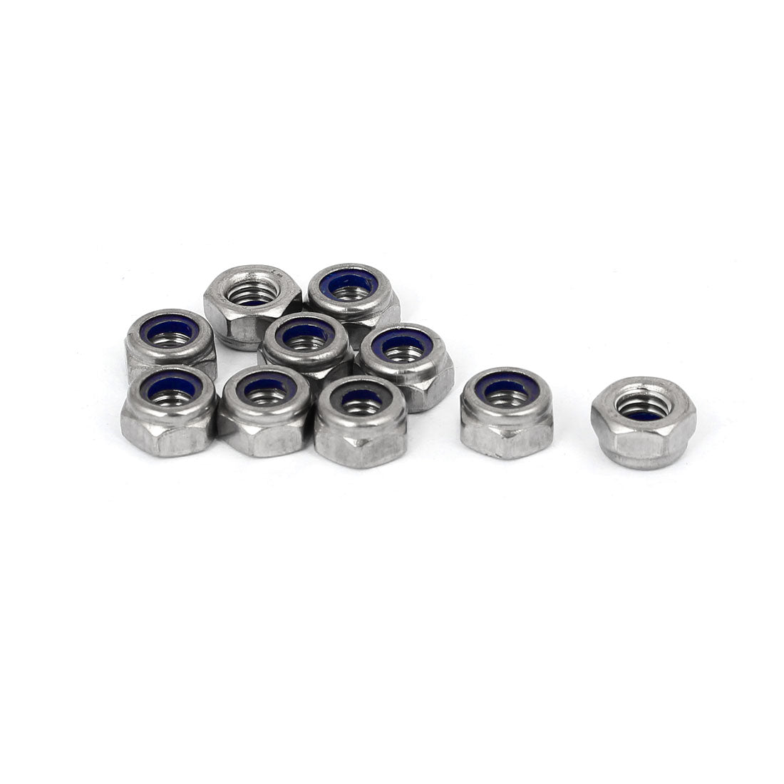uxcell Uxcell M6 x 1mm 304 Stainless Steel Nylock Nylon Insert Hex Lock Nut 10PCS