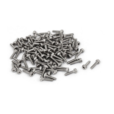 uxcell Uxcell M2 x 8mm 0.4mm Pitch 304 Stainless Steel Hex Socket Head Cap Screw DIN912 120pcs
