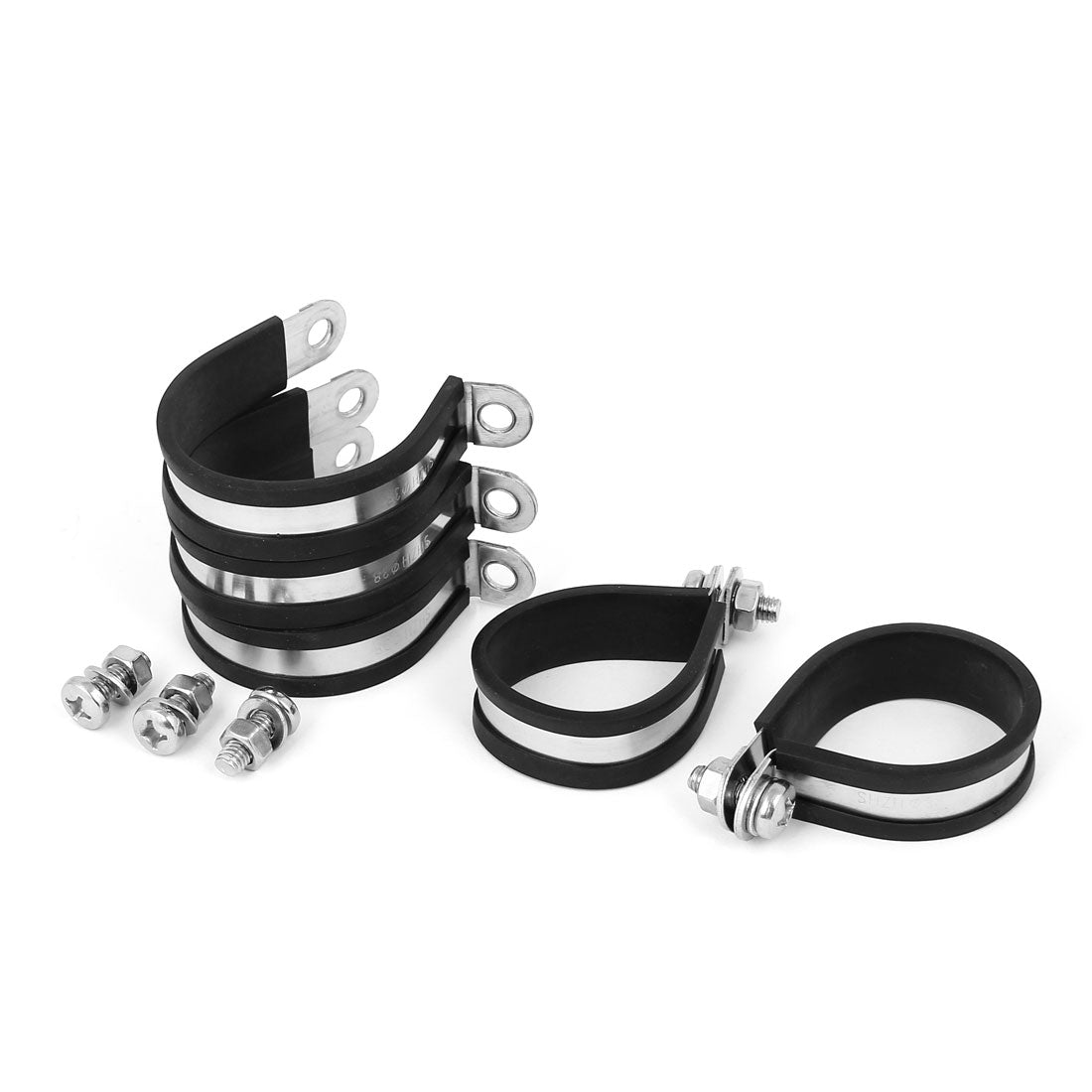 uxcell Uxcell 38mm 304 Stainless Steel EPDM Rubber Lined P Clips Cable Mounting Hose Pipe Clamp 5pcs