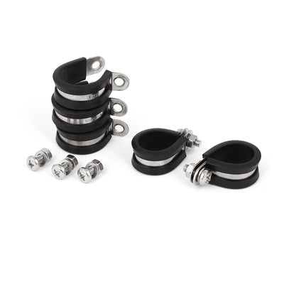 Harfington Uxcell 5pcs 25mm P Clips EPDM Rubber Lined Mounting Bracket for Pipe Tube Cable