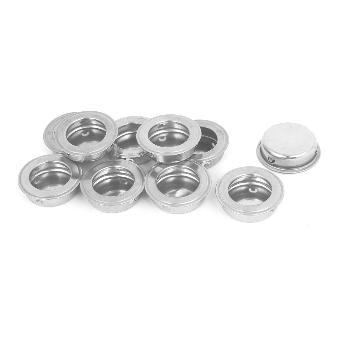 uxcell Uxcell Drawer 304 Stainless Steel Embedded Round Flush Pull Handle 35mm Diameter 10pcs
