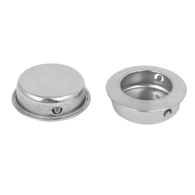 Harfington Uxcell Drawer 304 Stainless Steel Recessed Round Flush Pull Handle 35mm Diameter 13mm Height 20pcs