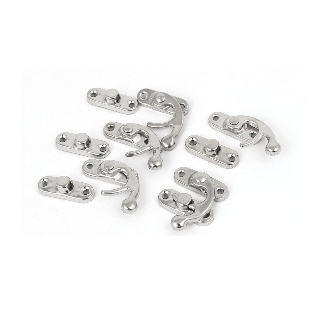 uxcell Uxcell Jewelry Box Case Right Latch Hook Hasp Catch Lock Silver Tone 5pcs