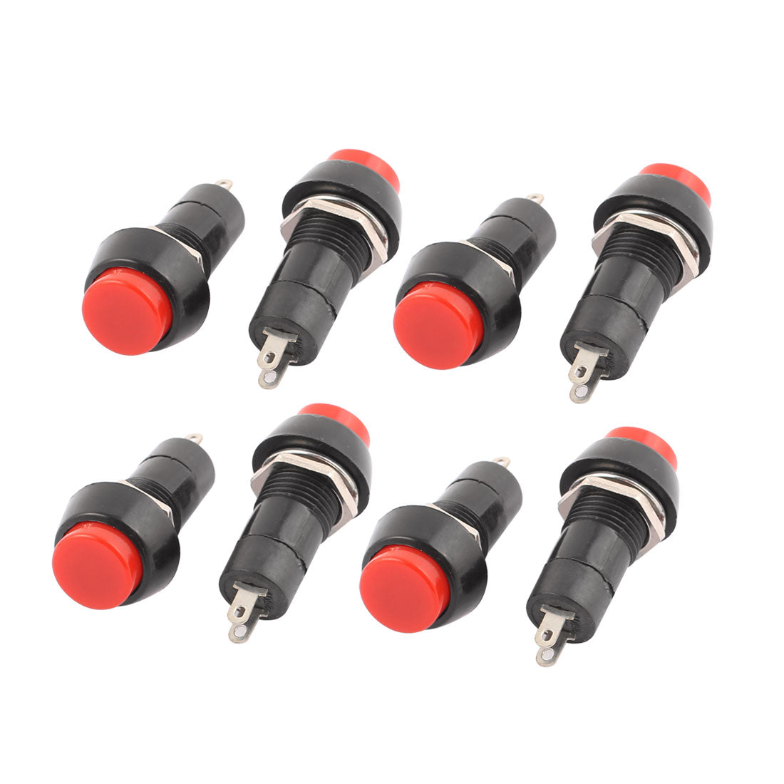 uxcell Uxcell AC250V/3A ON/OFF Self-locking Push Button Power Switch Red Button 8pcs