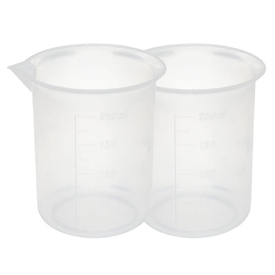 Harfington Uxcell Kitchen Lab 200mL Plastic Measuring Cup Jug Pour Spout Container 2pcs
