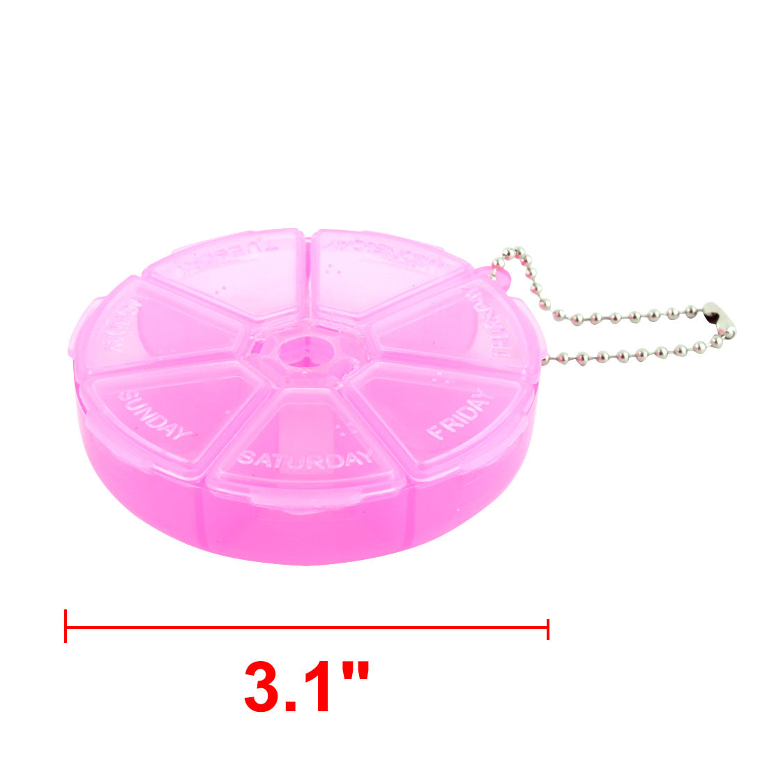 uxcell Uxcell Round Shaped Pill 7 Slots Organizer Box Case Container Fuchsia