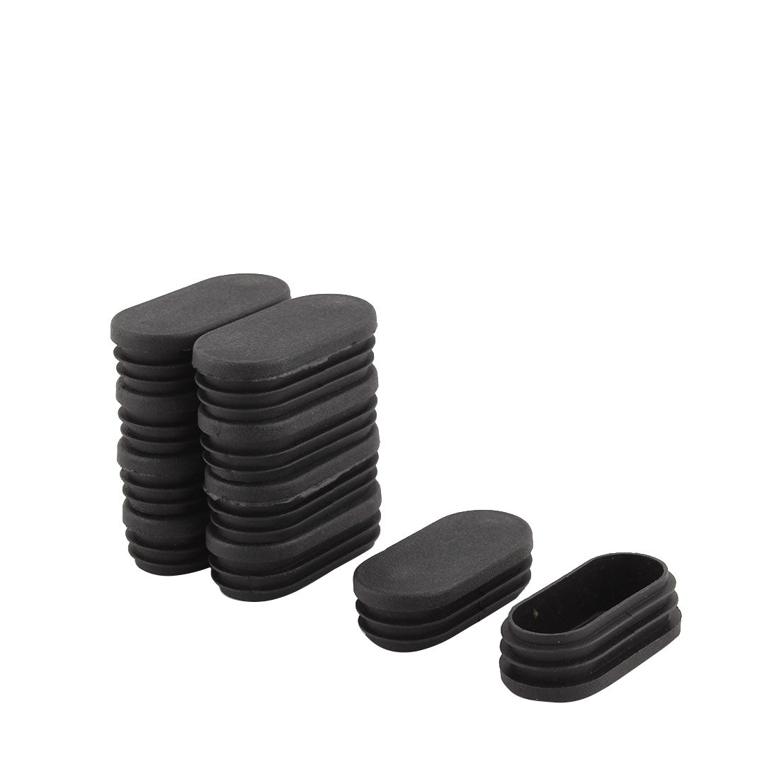 uxcell Uxcell Table Feet Plastic Oval Design Tube Pipe Insert End Cap Black 30mm x 60mm 10Pcs