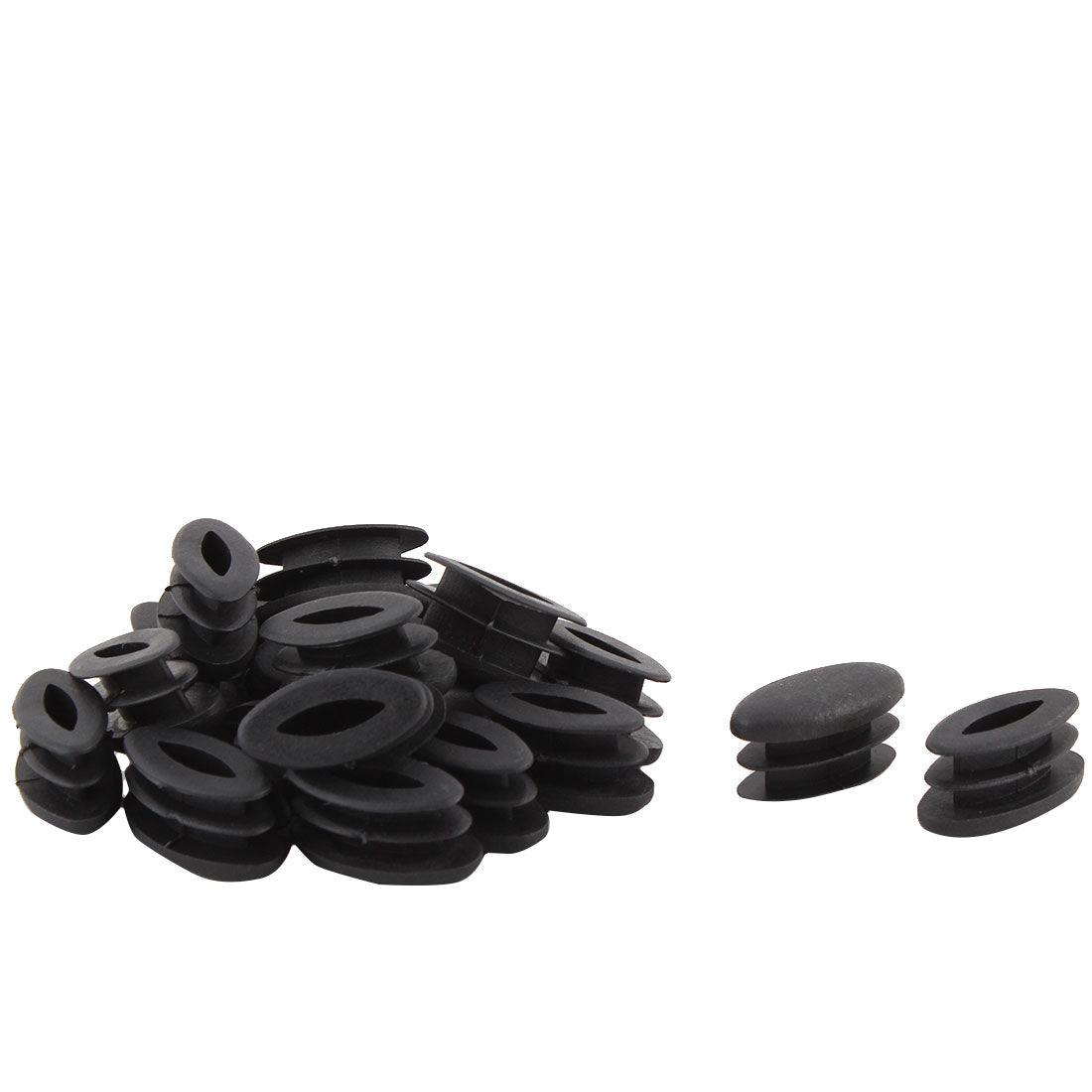 uxcell Uxcell Table Feet Plastic Oval Design Tube Pipe Insert End Cap Black 15 x 30mm 20 PCS