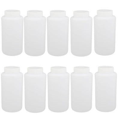 uxcell Uxcell 10pcs 1000ml HDPE Plastic Round Bottle White 90mmx180mm